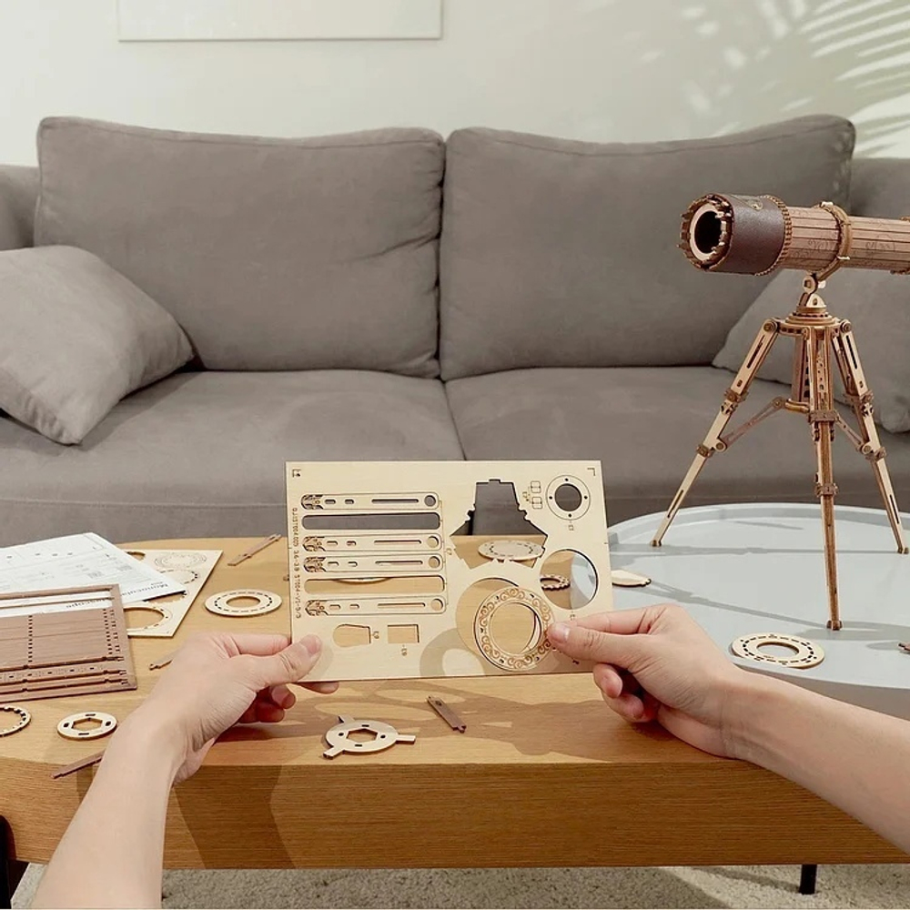 Монокулярный телескоп от ROKR - Деревянный конструктор, сборная модель, 3D пазл