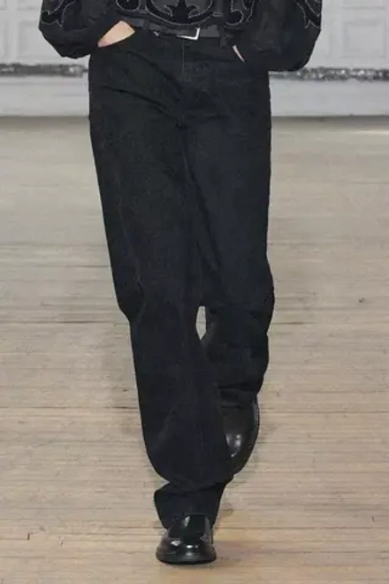 ZARA БАРХАТИСТЫЕ ДЖИНСЫ ПРЯМОГО КРОЯ СО СРЕДНЕЙ ПОСАДКОЙ — ZW COLLECTION, ЧЕРНЫЙ
