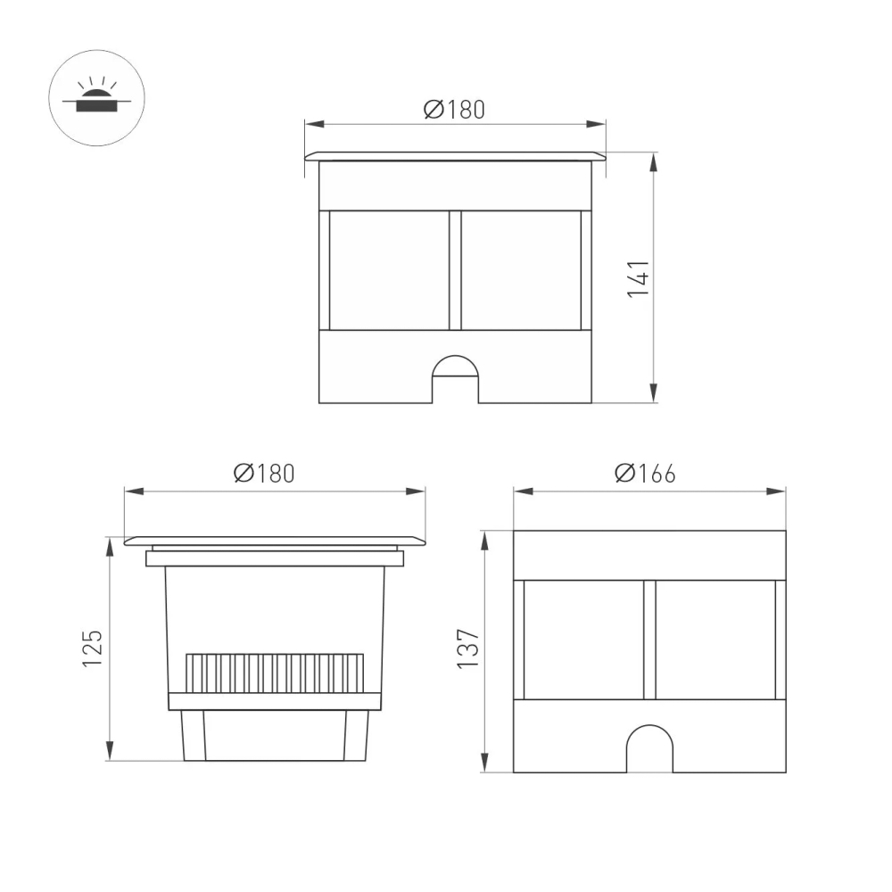 Светильник LTD-DAFNA-GROUND-R180-25W Warm3000 (SL, 10 deg, 230V) (Arlight, IP67 Металл, 5 лет) 061201