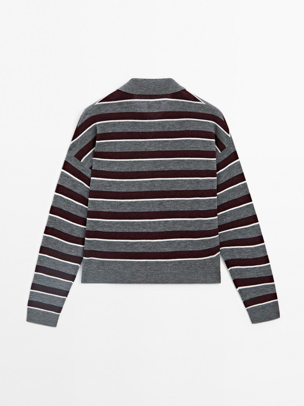 Massimo Dutti Свитер из 100% шерсти, бордо