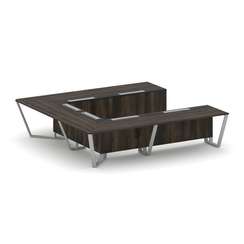 Steel Meet Стол переговорный П-образный KMK-PR.B.SP-11P Дуб Мали/Графит Глянец/Металл Серый 3200*320