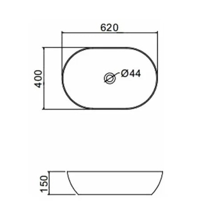 Раковина накладная Gappo GT302, 62 x 40 x 15 см, белая