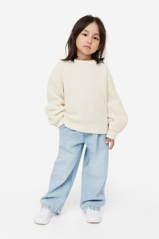 H&M Трикотажный свитер крупной вязки, светло-бежевый