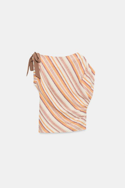 ZARA ЛЬНЯНОЙ ТОП В ПОЛОСКУ, РАЗНОЦВЕТНЫЙ