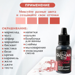 Пищевой краситель GUZMAN гелевый, розовый лед №168, 15 гр