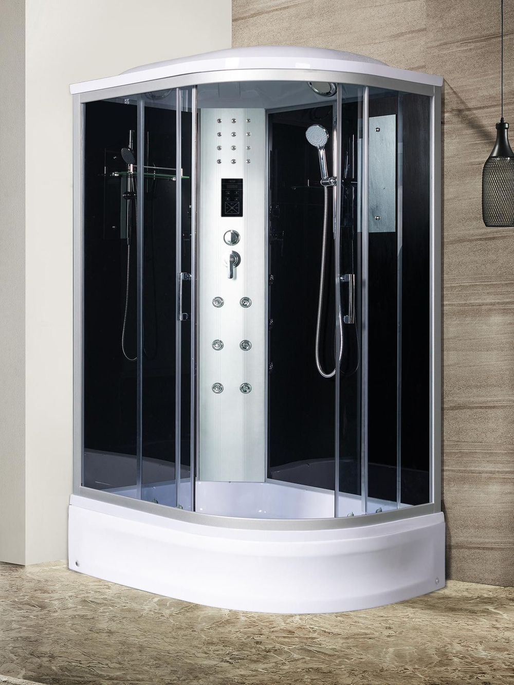 Душевая кабина RIVER  DUNAY 120/90/24  TH L 120х90 см,  тонированное стекло, поддон средний, радио, левосторонняя