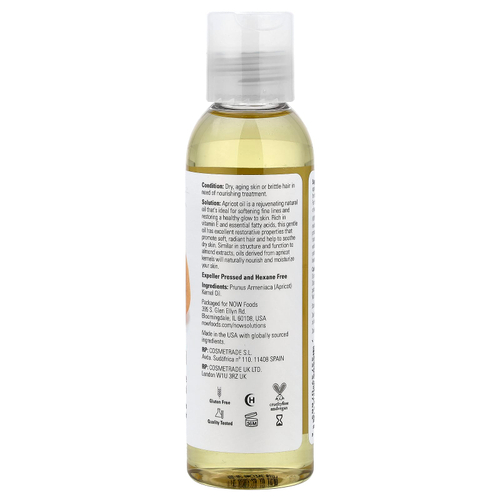 NOW Foods, Solutions, Абрикосовое масло, 4 жидких унции (118 мл)