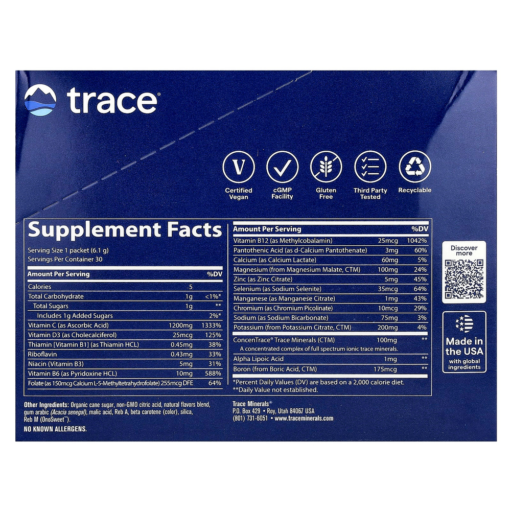 Trace, Power Pak, со вкусом мандарина, 30 стик-пакетов по 6,1 г (0,22 унции)