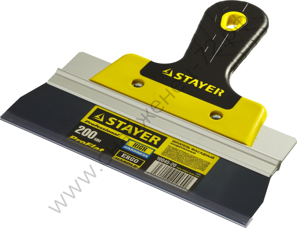 STAYER ProFLat 200 мм, усиленная алюминиевая направляющая двухкомпонентная ручка, анодированный, Фасадный шпатель, PROFESSIONAL (10045-20)