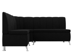 Диван кухонный угловой Кантри левый угол, Черный, Микровельвет, 29450L