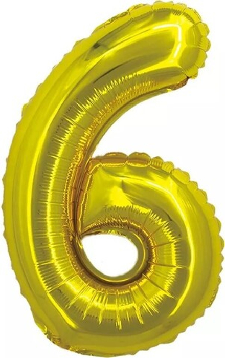 Шар с клапаном (16"/41 см) Цифра, 6, Золото