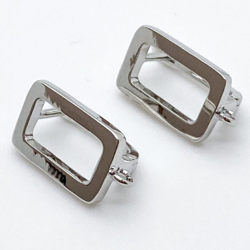 Ювелирные швензы с родиевым покрытием, размер 16*10 мм, цена за пару