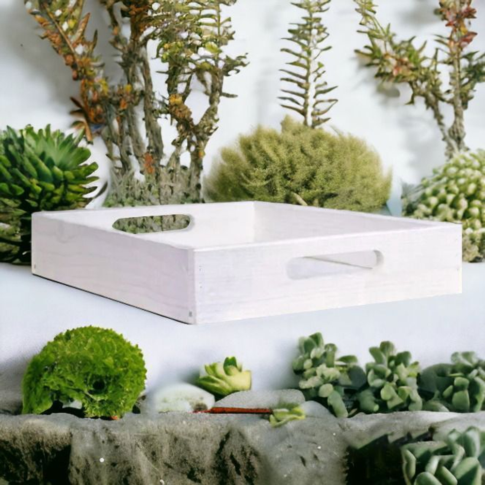 Столик поднос деревянный разборный для кухни 38х38, белый