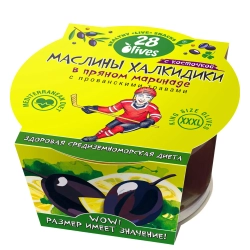 Маслины Халкидики с косточкой в пряном маринаде с прованскими травами 28Olives, 150 г, упаковка спереди