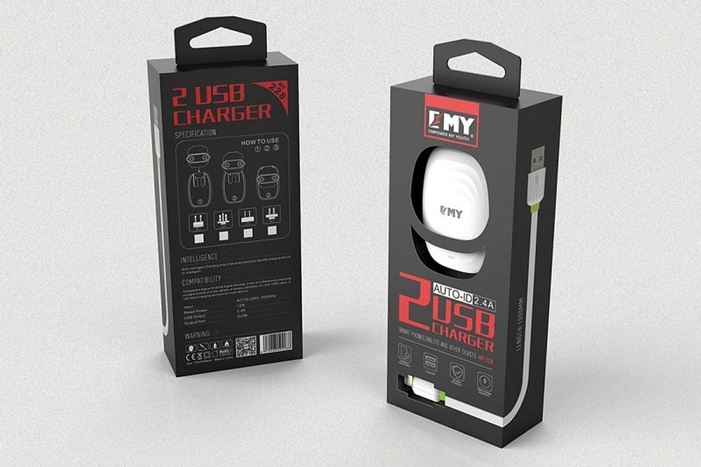 СЗУ 12W с кабелем lightning 2USB-A  2.4A MY-228 EMYX