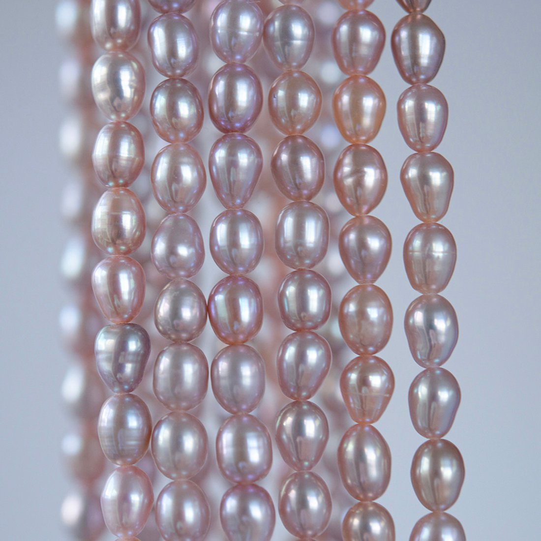 Жемчуг культивированный рис натуральный A++ Grade, лилово-розовый, 5-6*4,5мм