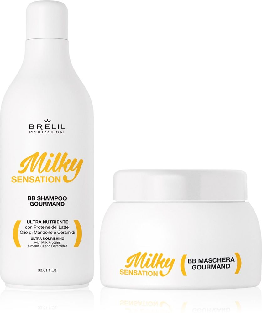 Brelil Numéro regenerating shampoo for weak and damaged hair 250 мл + deep nourishing mask for unruly and frizzy hair 250 мл Milky Sensation Set