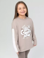 Бежевый костюм оверсайз для девочки