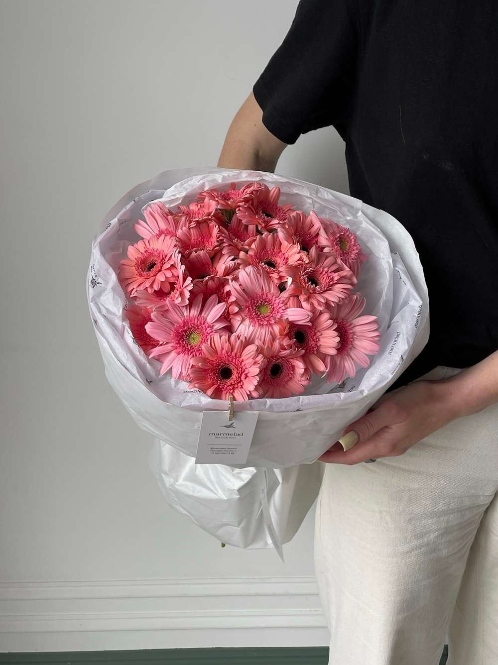 Букет из гербер в нежно-розовом оттенке 21 шт