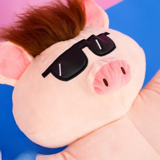 Мягкая игрушка Свинка-качок в очках 50см