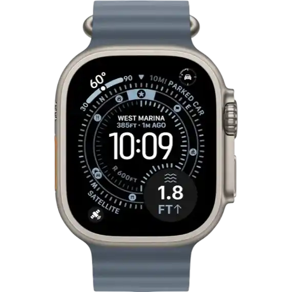 Apple Watch Ultra 3 (2025) GPS + Cellular, 49 мм, корпус из бежевого титана, ремешок Ocean (One Size) цвета «синий якорь» MEWH4