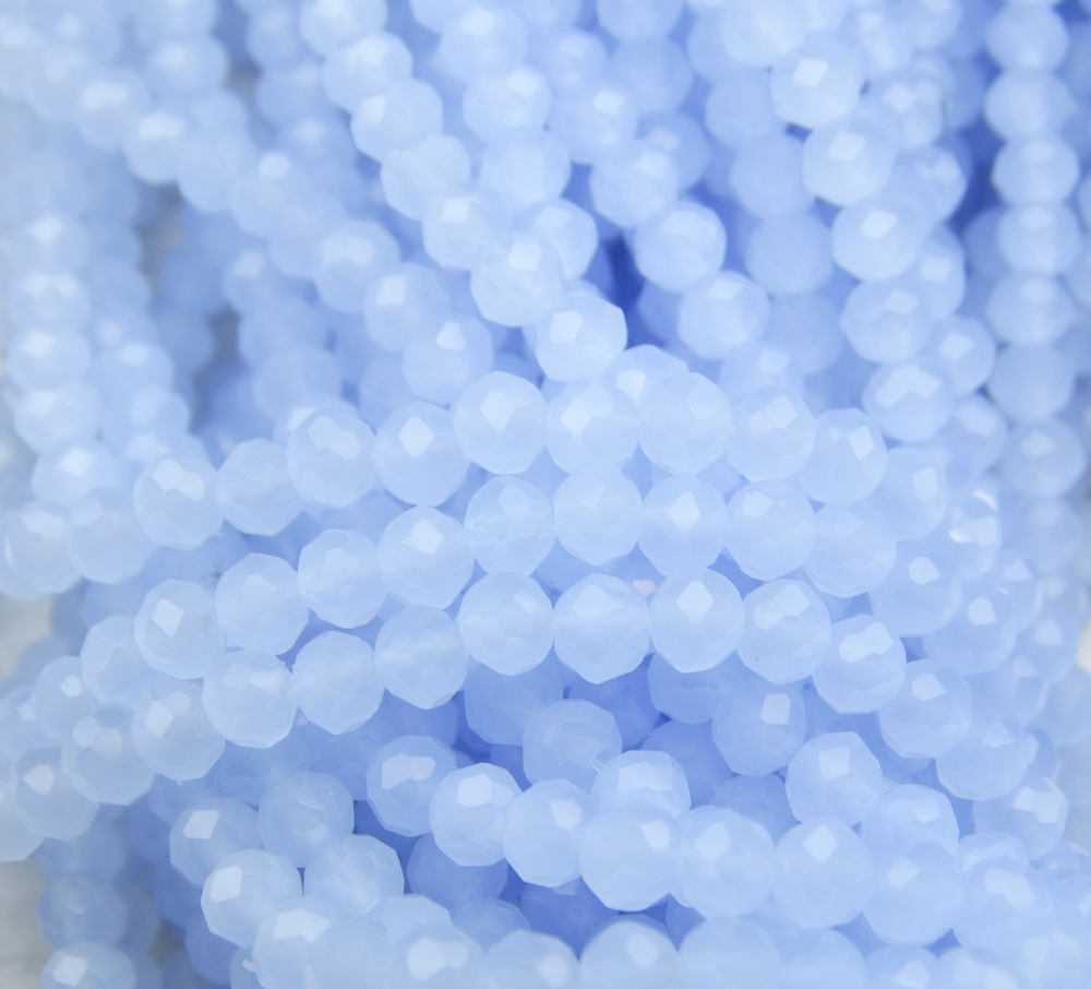 БМ006НН46 Хрустальные бусины "рондель", цвет: светло-голубой матовый, 4х6 мм, кол-во: 58-60 шт.