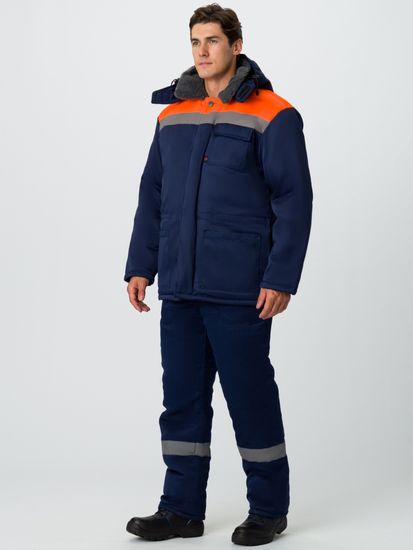 Костюм зимний "Труженик-Ультра-2" полукомбинезон (т.синий/оранжевый)