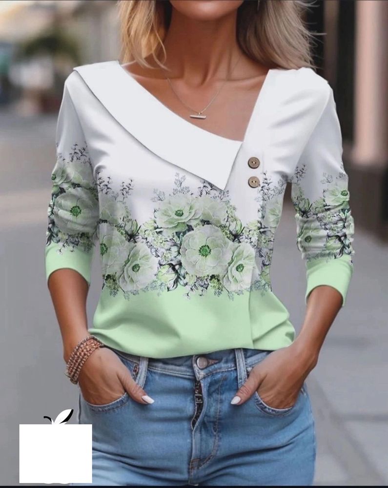Женская Рубашка 6506 &quot;Пуговицы+Цветы&quot; №2