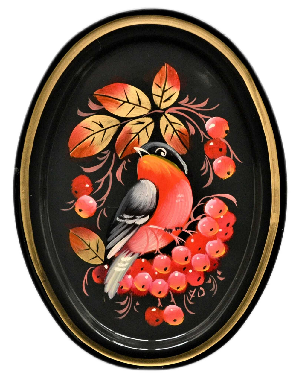 Жостовский поднос декоративный, размер 17х12 см (A2), металлический