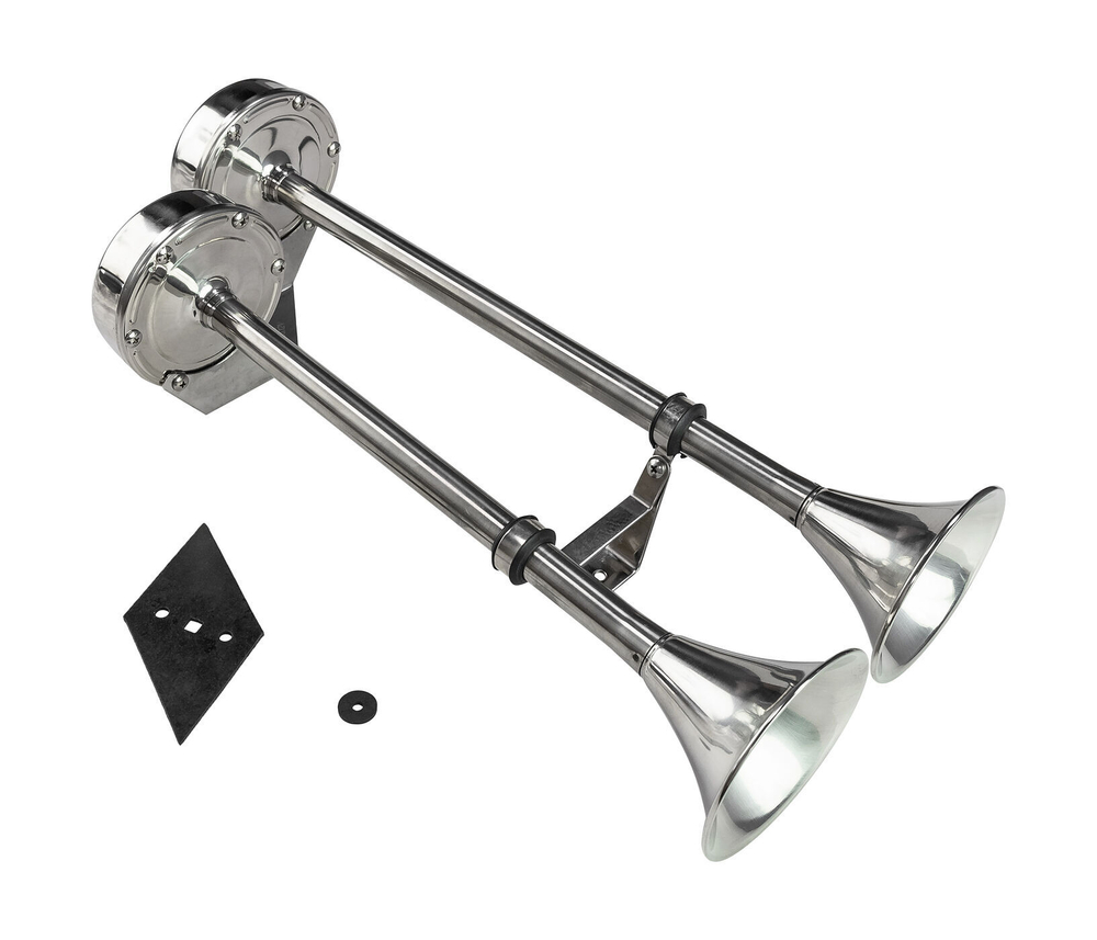 Сигнал 12В нерж. две трубы (400+460мм, 115 дБ)