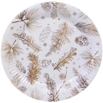 Тарелка бумажная 18 см в наборе 10 шт «Хвойная веточка», золото