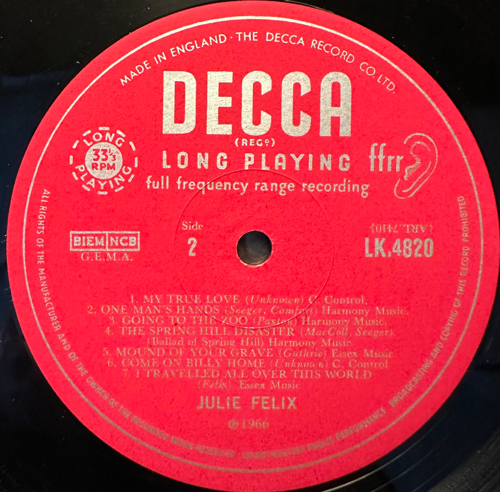 Julie Felix - The Third Album (Англия 1966г.)