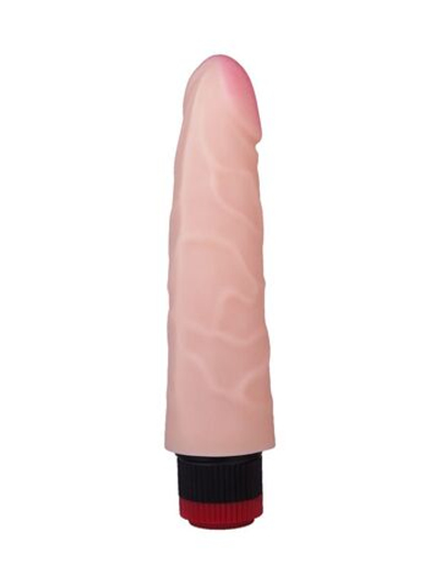 Вибромассажёр-реалистик с розовой головкой - 20,2 см. (Цвет: телесный)