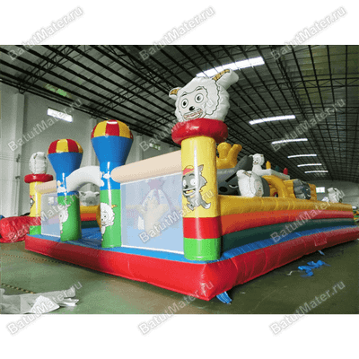 Надувной батут с крышей "Злой страшный серый волк"