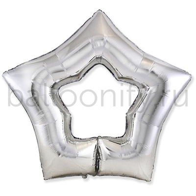 Фольгированная фигура, звезда, 34"/87CM.H X 37"/95CM.W Silver полая