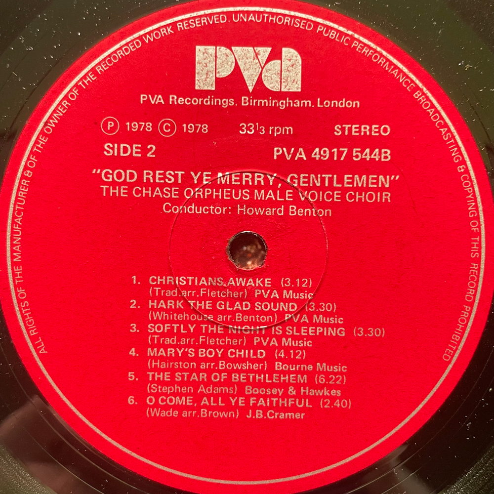 Chase Orpheus Male Voice Choir ‎– God Rest Ye Merry, Gentlemen (Англия 1978г.)