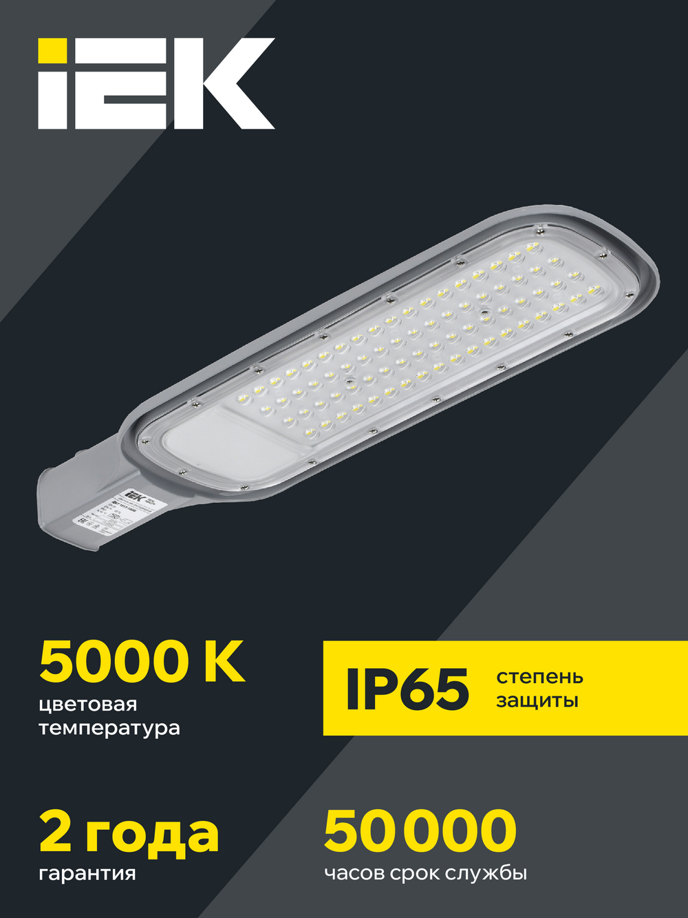 Светильник светодиодный консольный ДКУ 1012-100Ш 5000К IP65 серый IEK