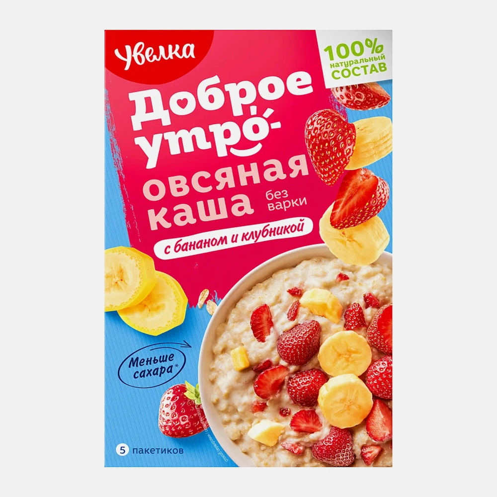 Каша Увелка овсяная Банан и Клубника 200г