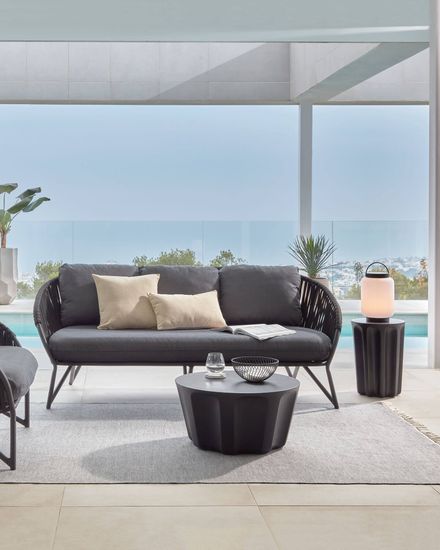 Веревочный 3-х местный диван Branzie 180 см черный Испания La Forma