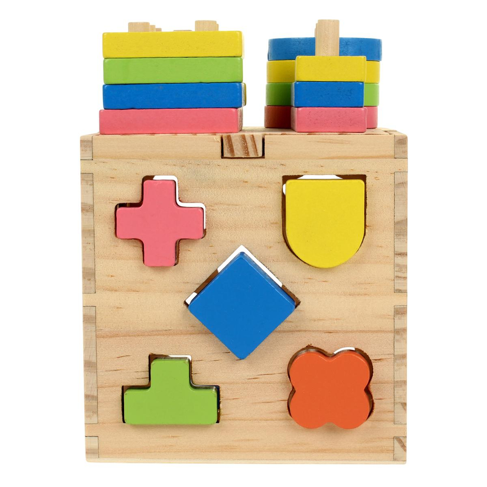 Развивающая игрушка деревянная Сортер куб, коробка C-41739