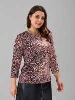 Лонгслив ЛНв-306/джинсбежевый-леопард