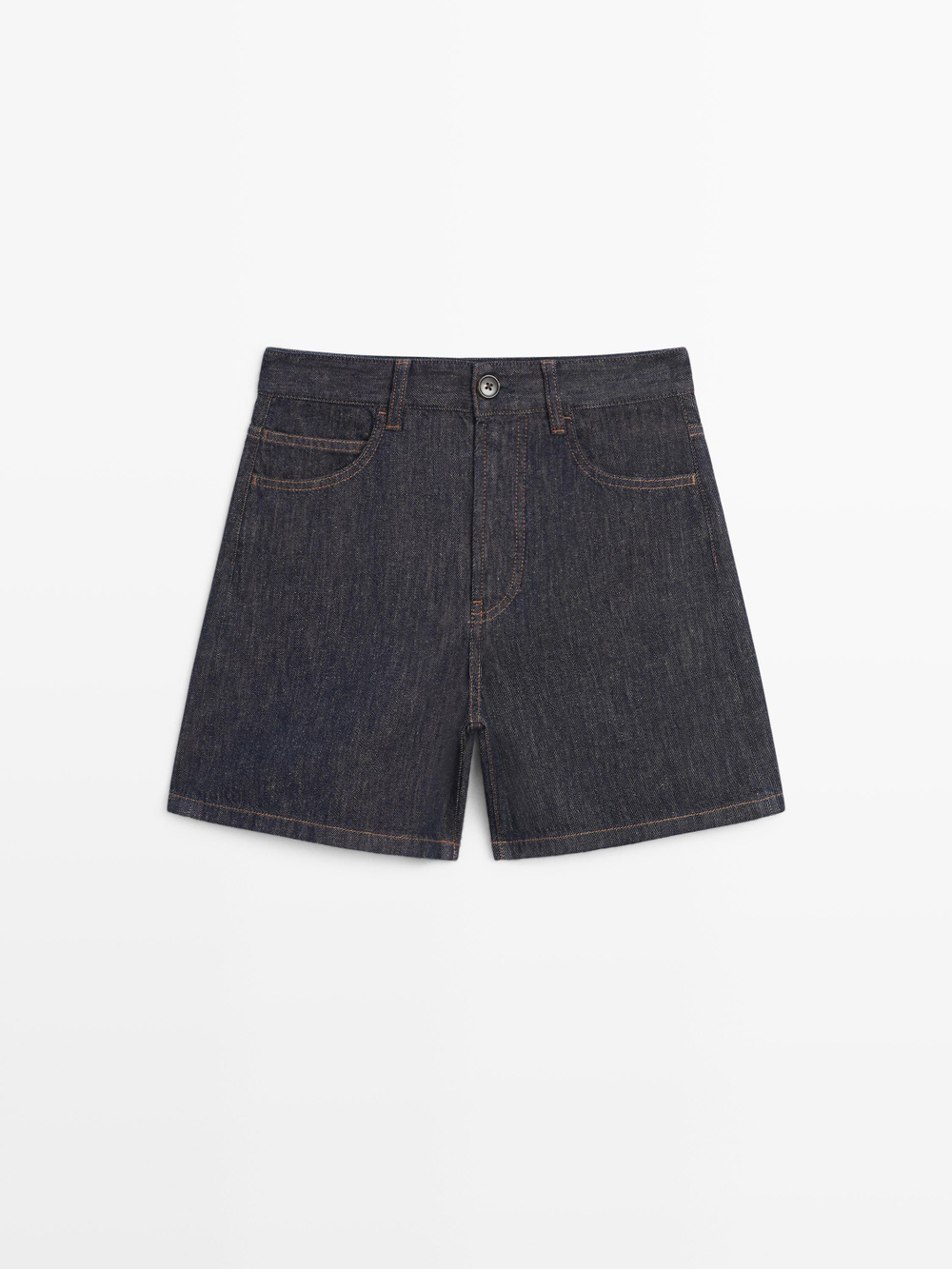 Massimo Dutti Джинсовые шорты со средней посадкой, темно-синий