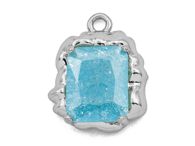 1612-гр Подвеска с голубым кристаллом 16*12мм, родий