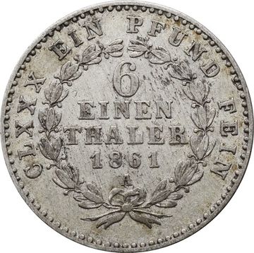 1/6 талера 1861 Германия, Ангальт-Бернбург