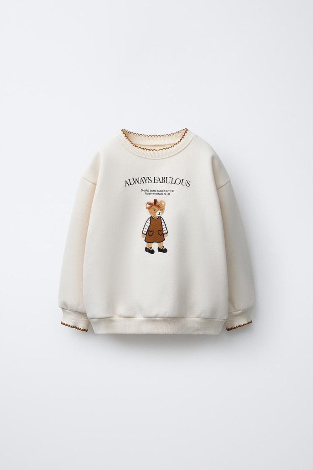 ZARA ТОЛСТОВКА С ПРИНТОМ, ЭКРЮ