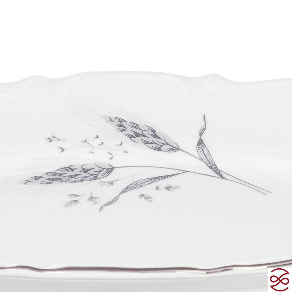 Блюдо овальное плоское 22 см Repast Серебряные колосья