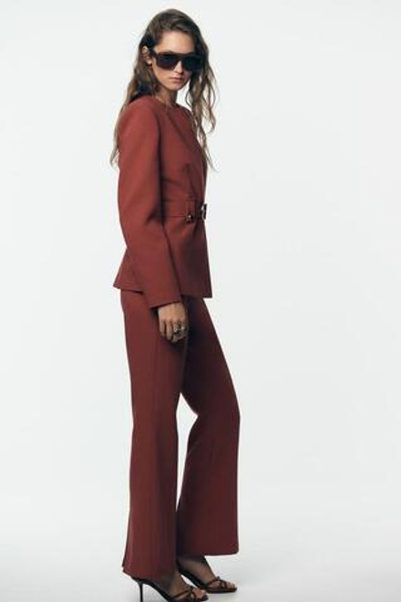 ZARA БРЮКИ FLARED, МАРСАЛА