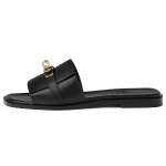 Hermes Giulia leather classic Shoe Buckle slippers Women's Black, H232129Z 02