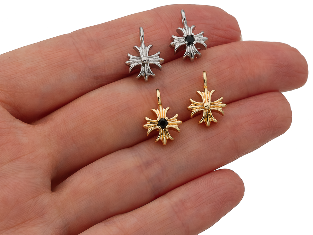 Подвеска Крест 14мм, с фианитом