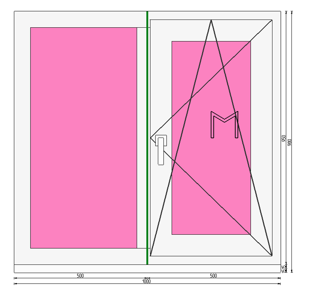 Пластиковое окно 950 х 1000 ТермА Эко + Москитная сетка